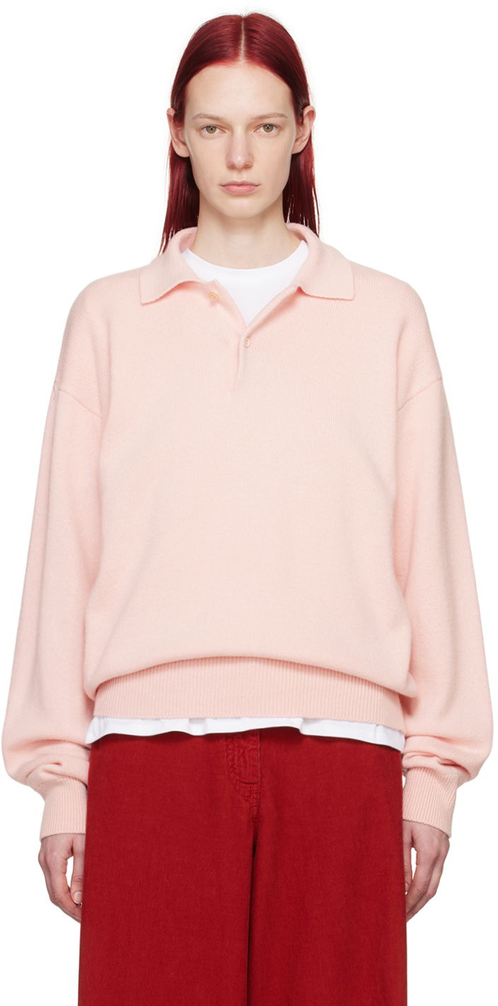 Cветр The Row Ribbed Knit Polo Shirt Рожевий | 625-Y695