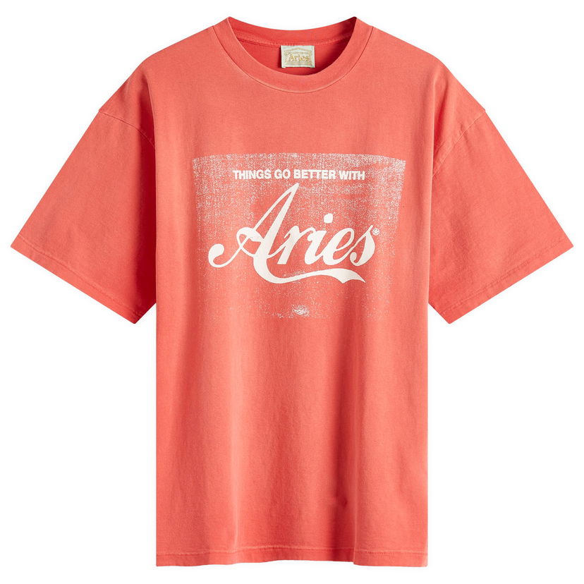 Футболка Aries Aries Sunbleached Cola T-Shirt, Size Large Червоний | AR62622-RED