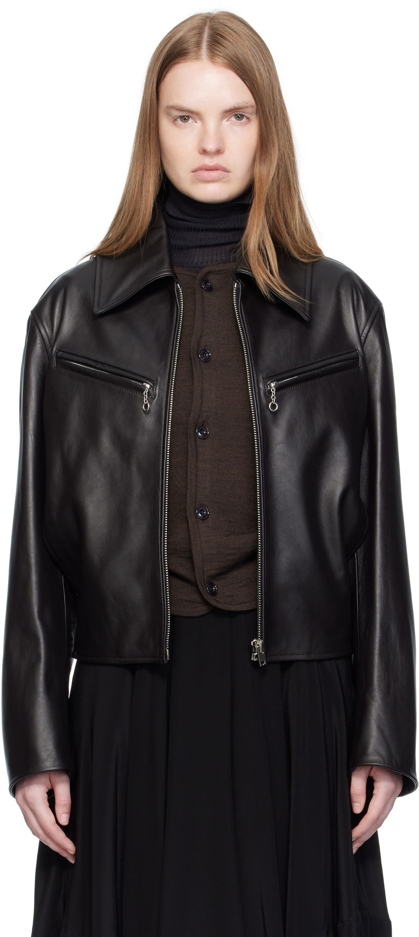 Куртка LEMAIRE Lemaire Boxy Leather Blouson Jacket чорний | OW1159 LL0147
