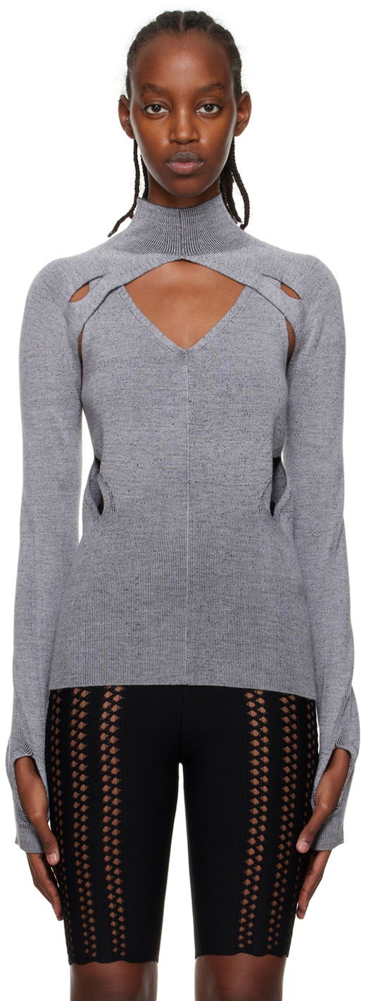 Cветр Dion Lee Cutout Turtleneck Top Сірий | C7078P22