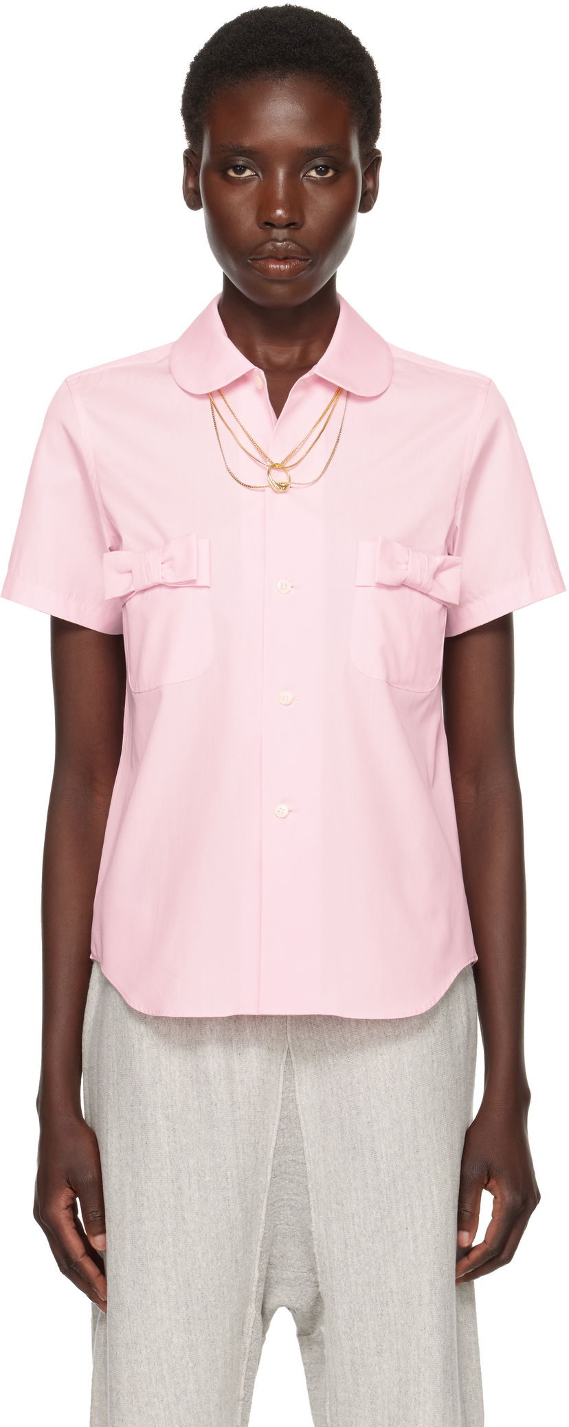 Сорочка Comme des Garçons Girl Cotton Bow Pocket Shirt Рожевий | NO-B007-051-2