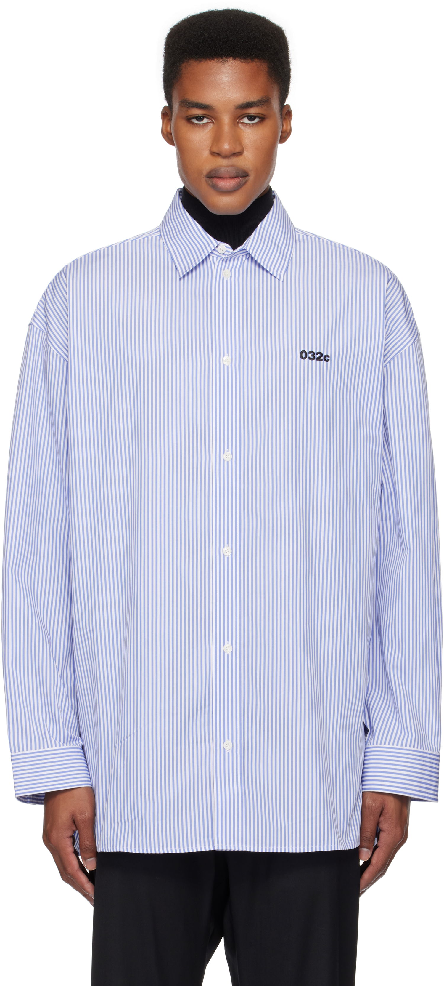 Сорочка 032C Oversized Stripe Shirt Синій | F24-URW-1304-350, 0
