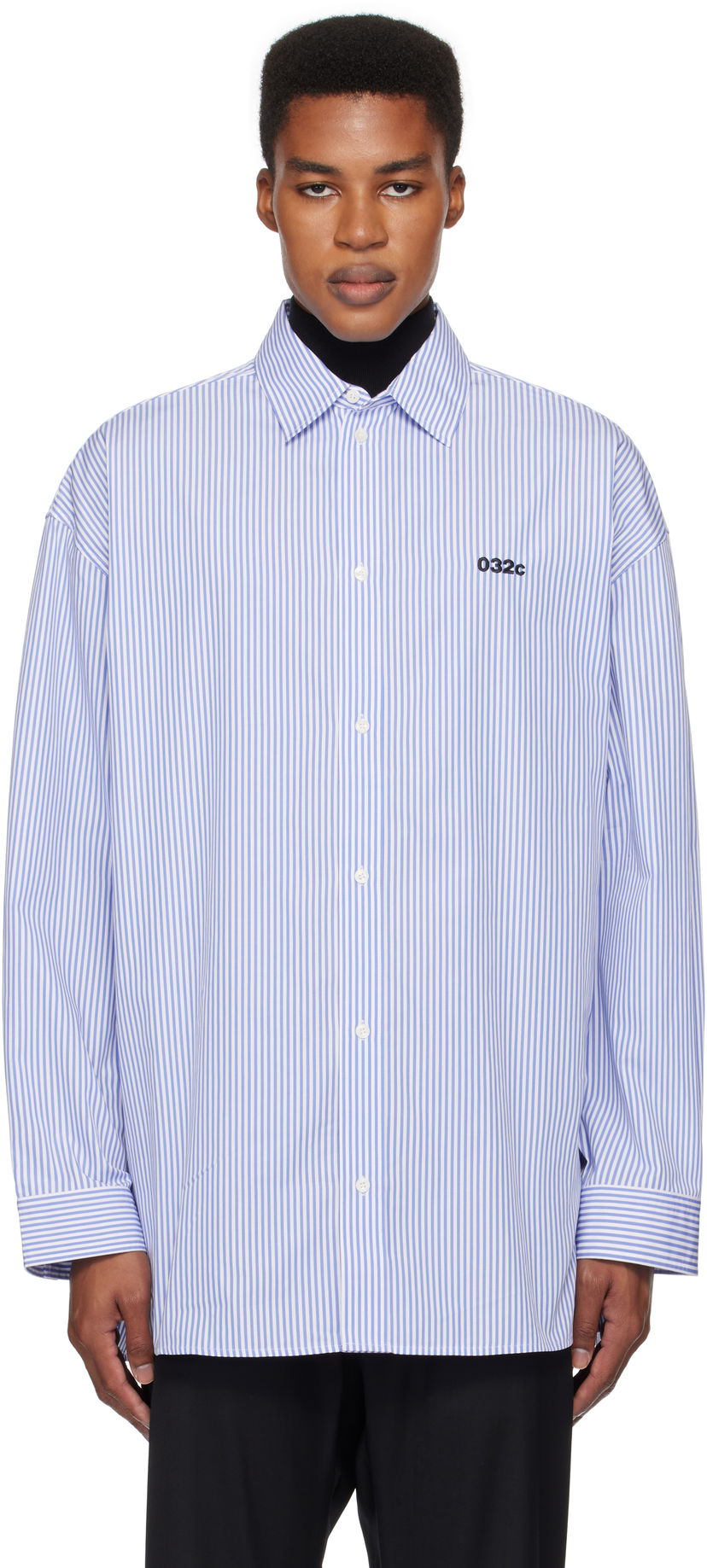 Сорочка 032C Oversized Stripe Shirt Синій | F24-URW-1304-350