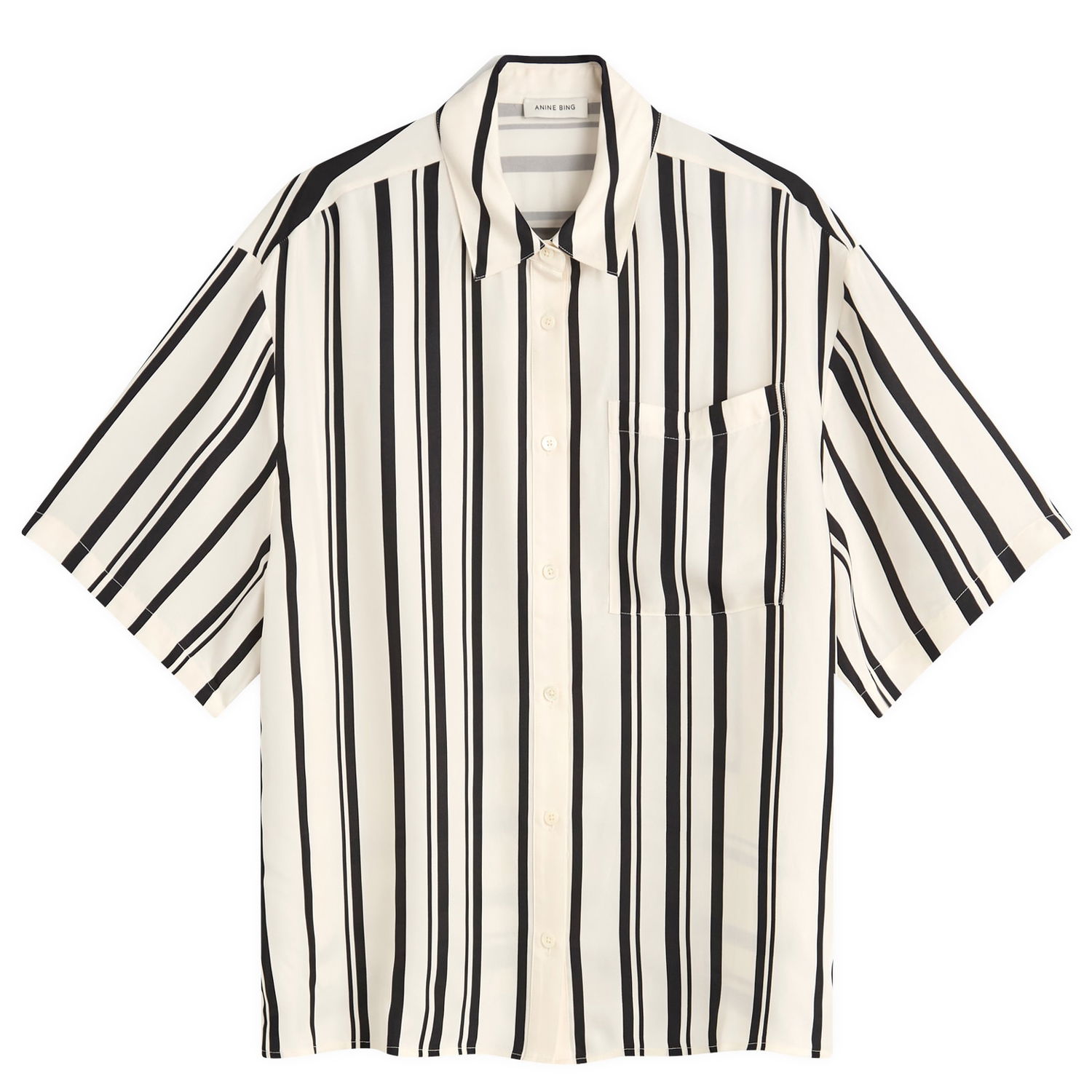 Сорочка Anine Bing Anine Bing Coco Short Sleeve Stripe Shirt, Size Large Різнокольоровий | A-07-11268-MTL95, 1