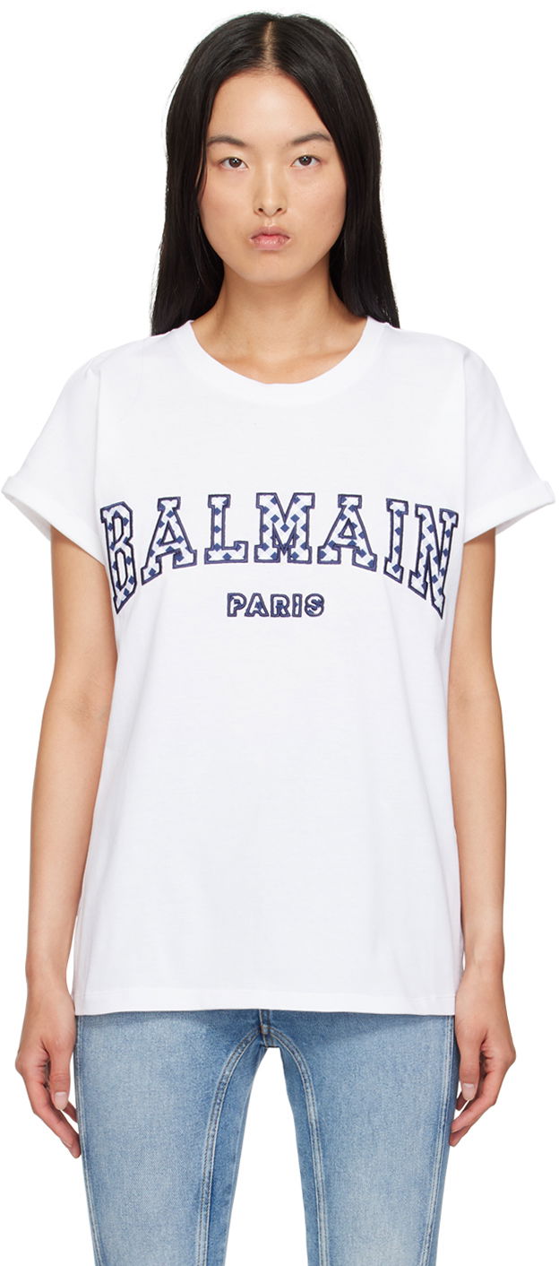 Футболка Balmain Lettering T-Shirt білий | DF0EF010BC83
