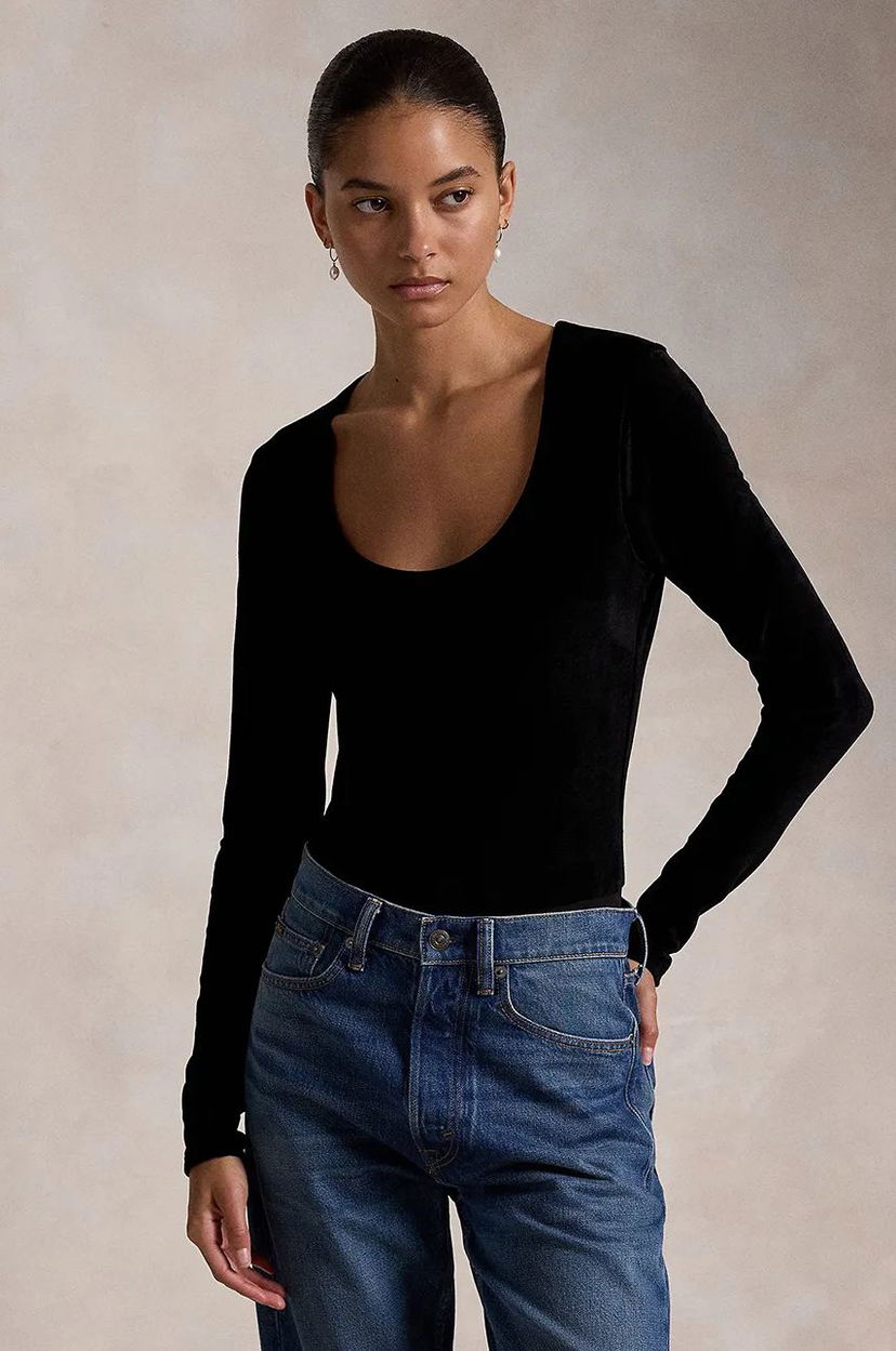Боді Polo by Ralph Lauren Black Velvet Bodysuit чорний | 211947942