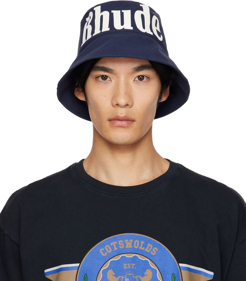 Капелюх Rhude Logo Bucket Hat темно-синій | RHPF25HA02747