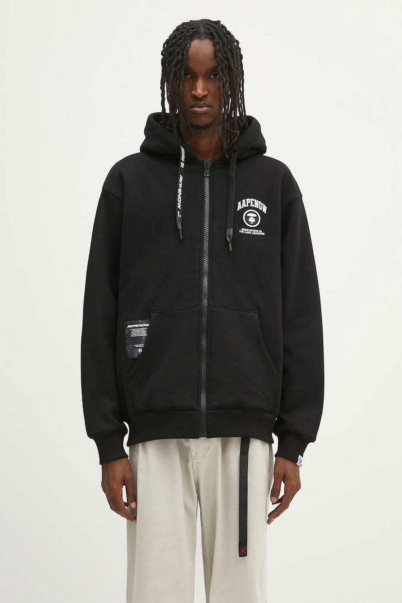 Світшоти AAPE by A Bathing Ape AAPE Now Zip Up Hoodie чорний | AAPSWMB332XXN