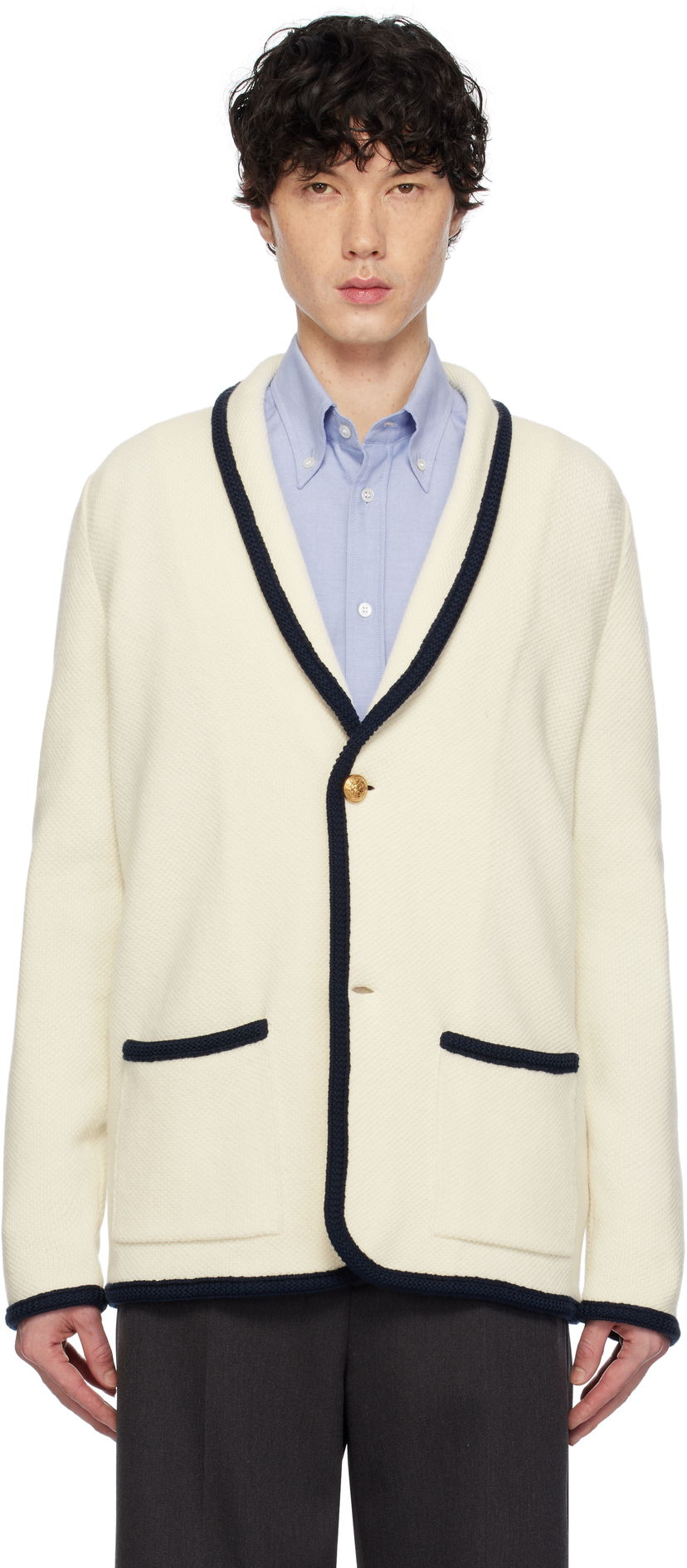 Cветр Valentino Valentino Single-Breasted Wool & Cotton Cardigan білий | 6V3KE02TAR2