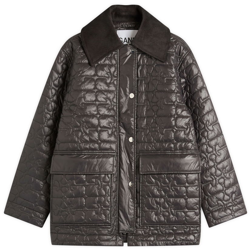 Куртка GANNI GANNI Shiny Quilt Midi Jacket чорний | W0343-252