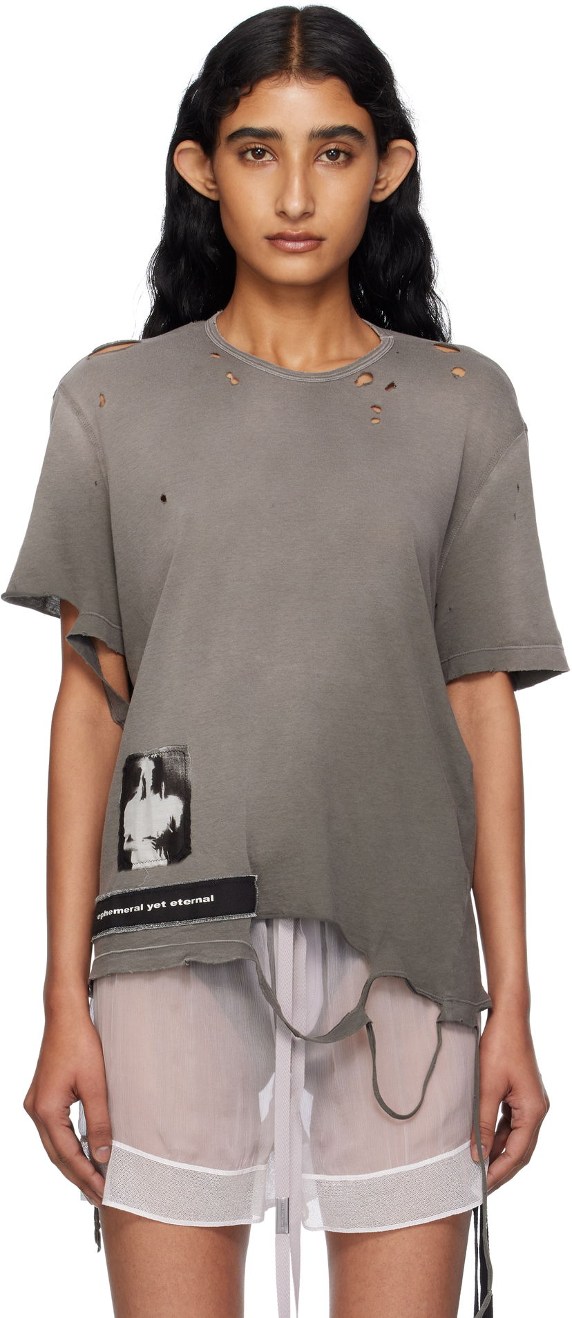 Футболка Ann Demeulemeester Ann Demeulemeester Fanie Standard Fit T-Shirt Сірий | B0013050-FA638-071