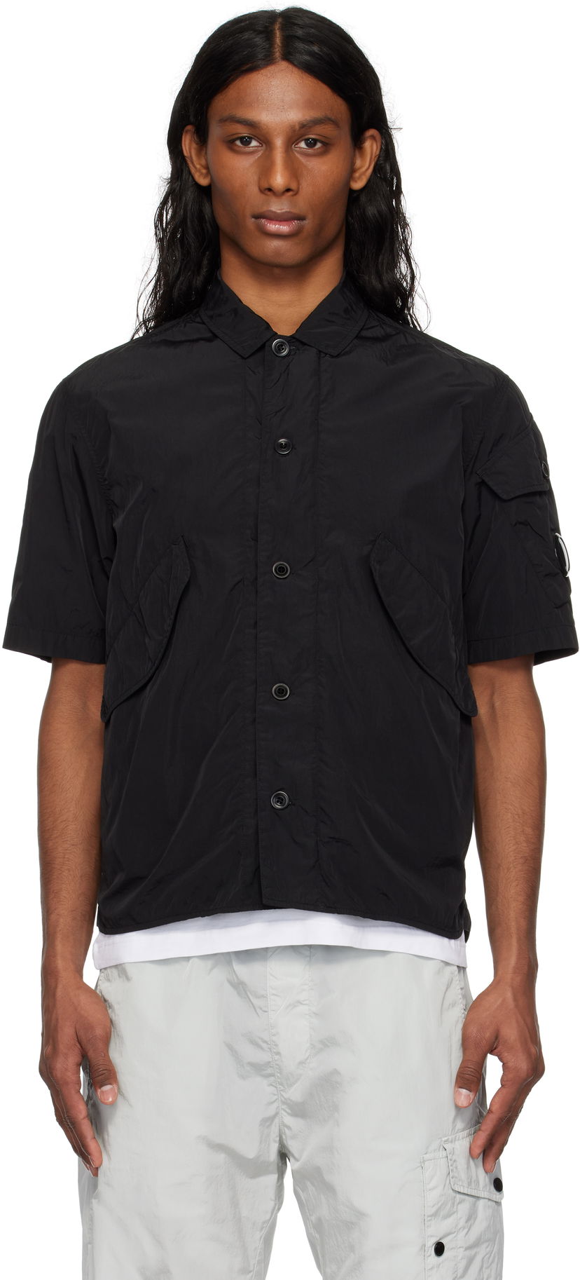 Сорочка C.P. Company C.P. Company Chrome-R Short Sleeve Shirt чорний | 18CMOS035A-005904G