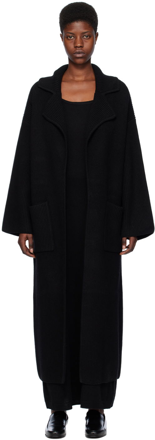 Пальто TOTEME Ribbed Longline Coat чорний | 241-WRT1018-YA0024