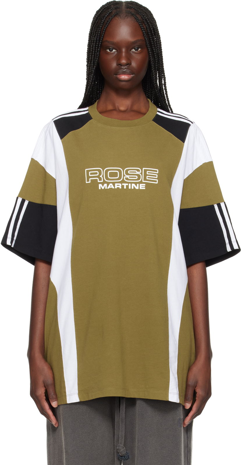 Футболка Martine Rose Martine Rose Oversized Panelled T-Shirt Зелений | 630JE01411D