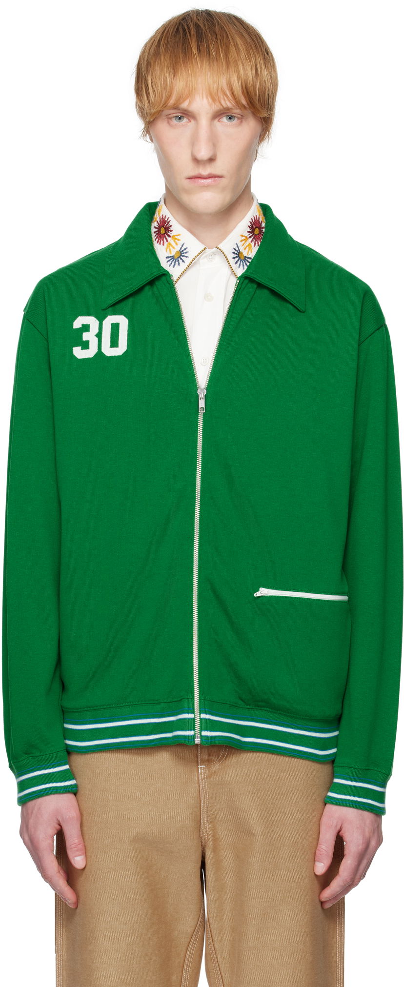 Вітровка Bode Bode Sophomore Zip-Up Jacket Зелений | MRS25CS034