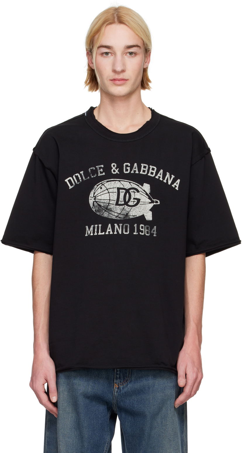 Футболка Dolce & Gabbana Dolce&Gabbana Cotton T-Shirt With Print чорний | G8RF4TG7NSX