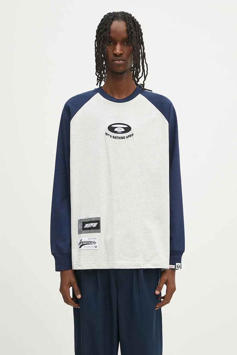 Футболка AAPE by A Bathing Ape AAPE Main Long Sleeve T-Shirt Сірий | AAPLTM1571XXN