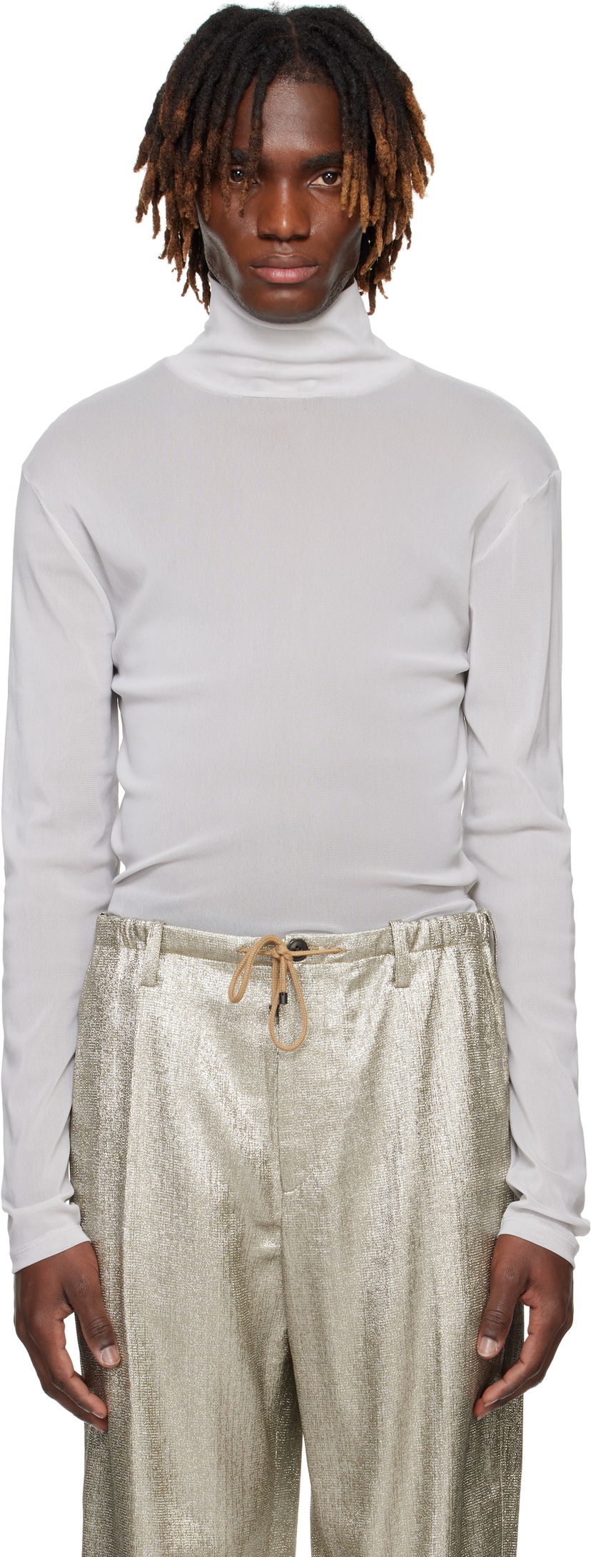 Cветр Dries Van Noten Dries Van Noten Mesh Turtleneck білий | 251-021128-1513