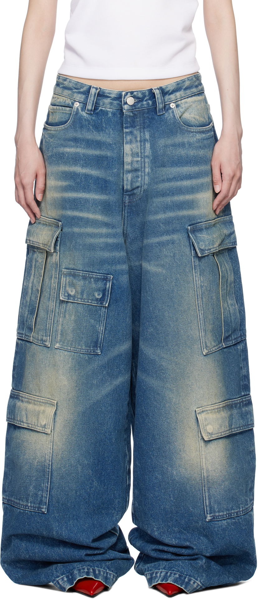 Штани карго Ambush Vintage Wash Denim Cargo Pants Синій | BWYB003F24DEN0014400