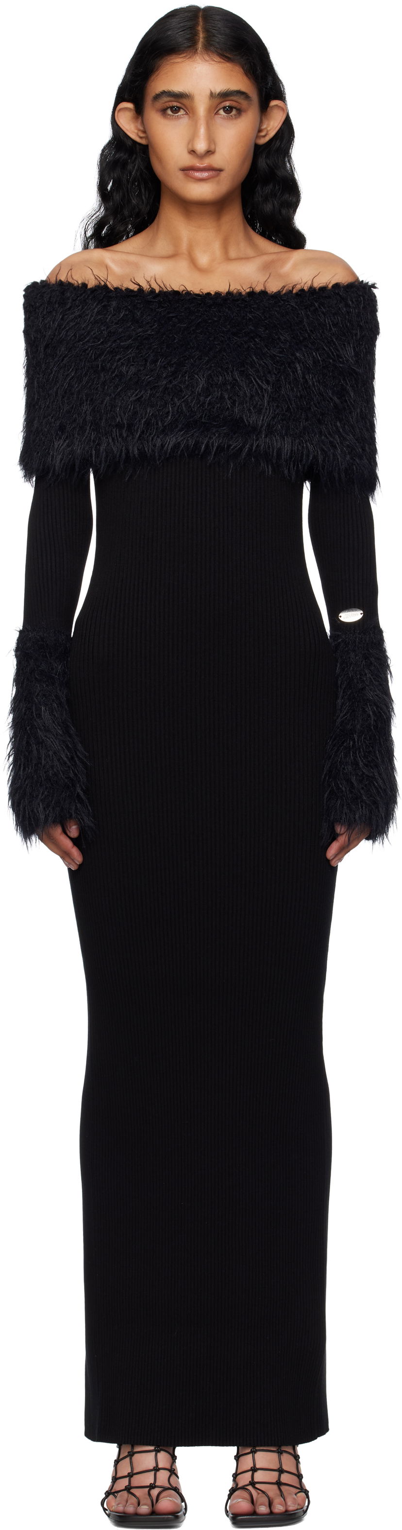 плаття Jean Paul Gaultier Jean Paul Gaultier Ribbed Off-The-Shoulder Maxi Dress чорний | 25/03-W-DR037-K005-00