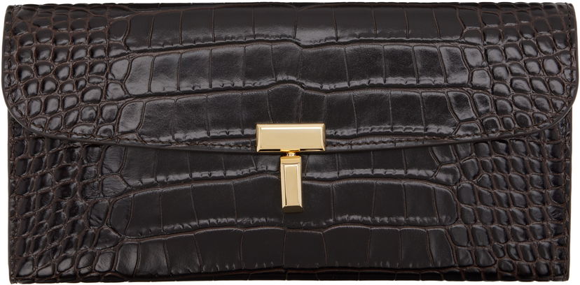 Гаманець TOTEME TOTEME T-Lock Croco-Embossed Wallet Коричневий | 251-WAM0041-LE0076