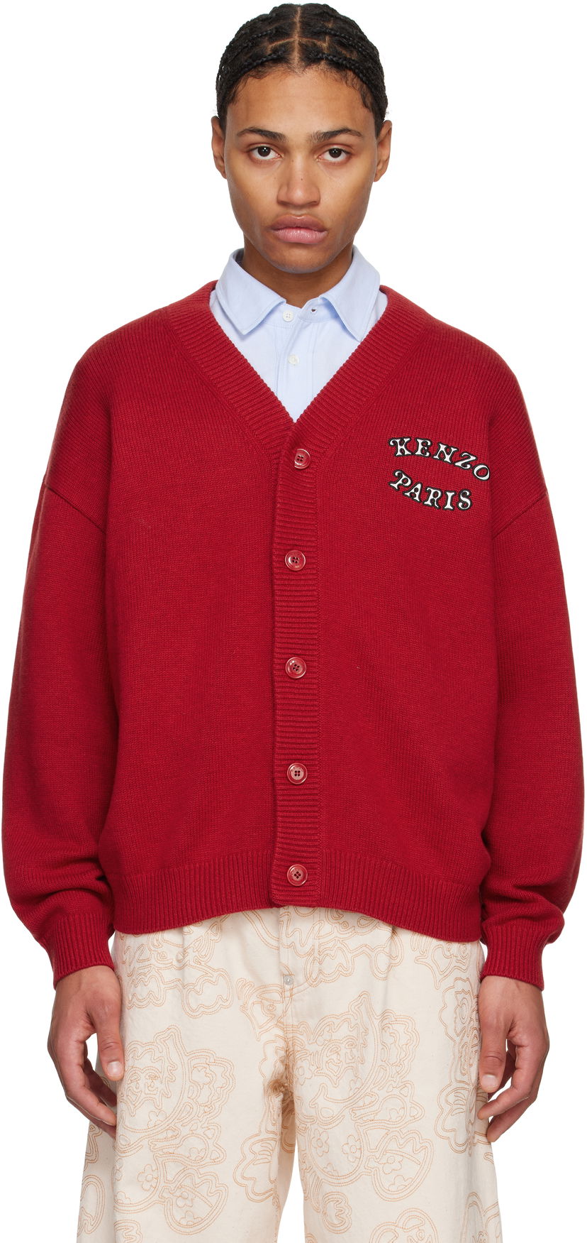 Cветр KENZO VERDY Edition Embroidered Logo Cardigan Червоний | FF58CA7133CK