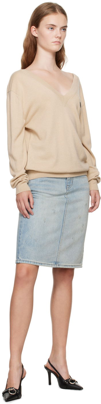 Cветр We11done Deep V-Neck Sweater бежевий | WD-KT2-24-642-W-BG, 3