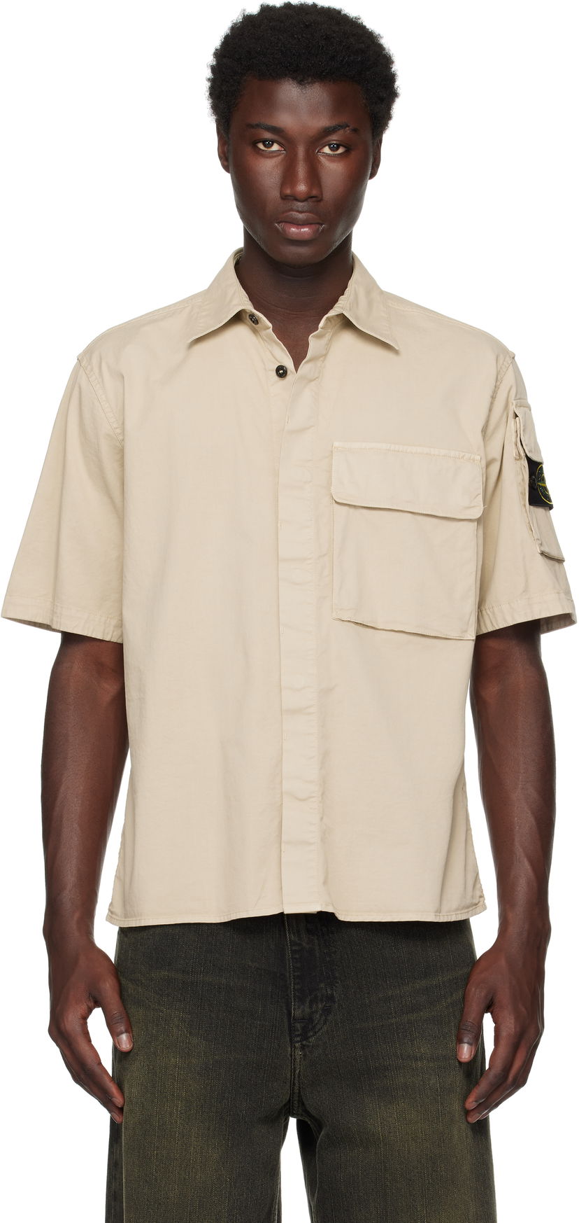 Сорочка Stone Island Supima Cotton Twill Stretch-TC Shirt бежевий | K2S15 1100007 S0010