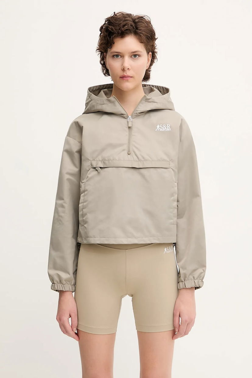 Куртка Sporty & Rich Sporty & Rich Sr Runner Nylon Quarter Zip Oversize Jacket бежевий | OW026622139GY15
