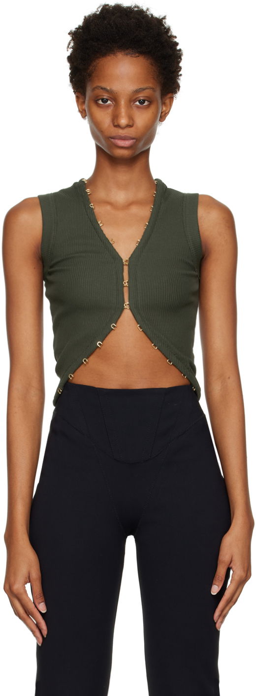 Безрукавка Dion Lee Hook & Eye Ribbed Tank Top Зелений | C3075F22