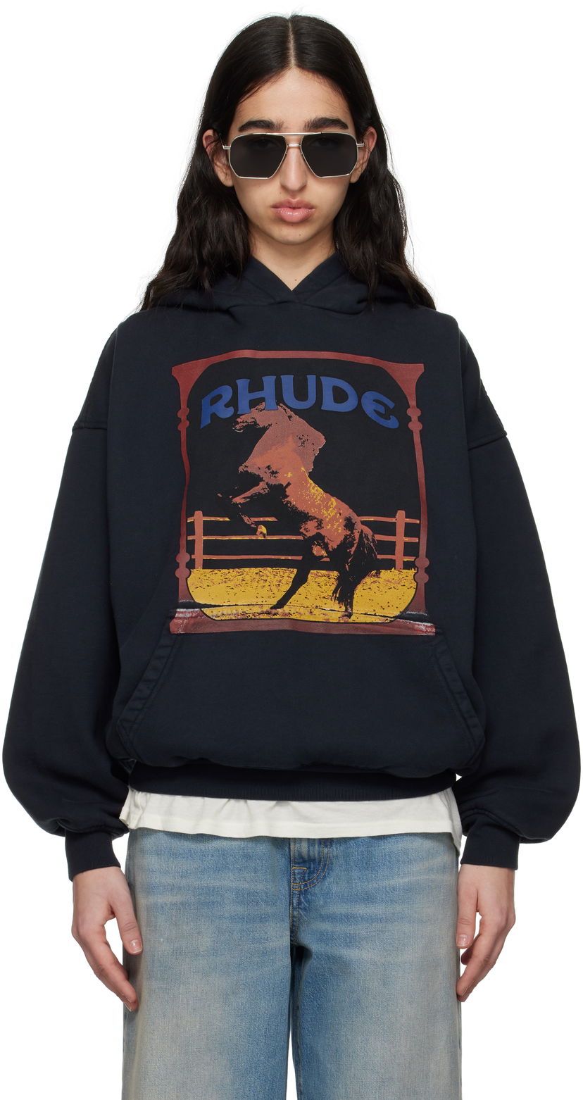 Світшоти Rhude Rhude Cadre Horse Graphic Hoodie чорний | RHSS25HO05012