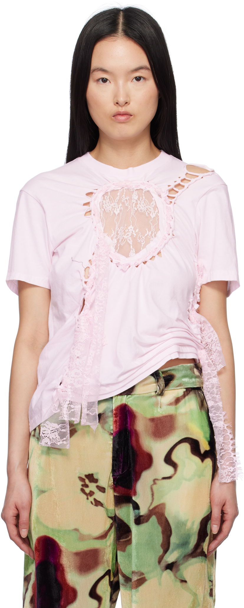 Футболка Collina Strada Collina Strada Lace Heart Nash T-Shirt Рожевий | XX3051