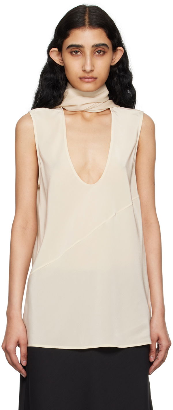 Безрукавка Helmut Lang Helmut Lang Women's Scarf Neck Tank Top бежевий | O04HW506