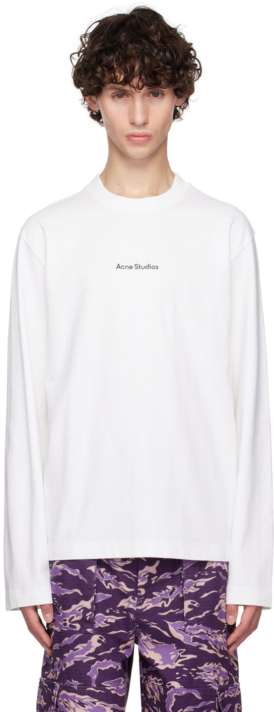 Футболка Acne Studios White Printed Logo Long Sleeve T-Shirt білий | CL0270-