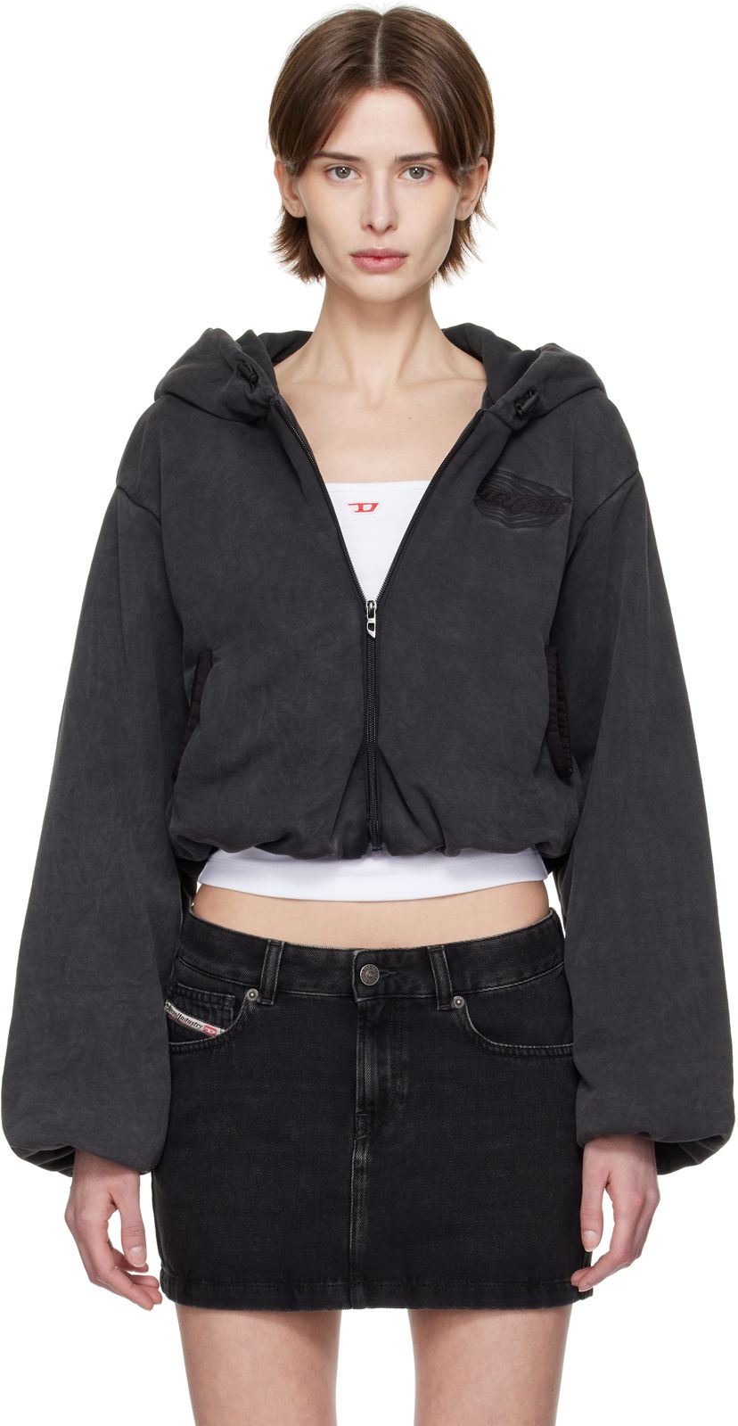 Світшоти Diesel Diesel F-Enerd Cropped Hoodie чорний | A16615 0BNEG