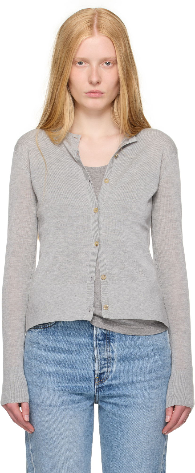 Cветр TOTEME TOTEME Fine Knit Cardigan Сірий | 243-WRT0329-YA0079