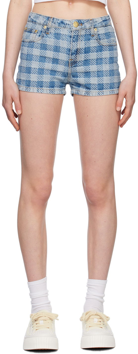 Шорти AMI AMI Paris Gingham Denim Shorts Синій | FSO104.DE0010