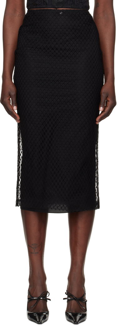Спідниця Dolce & Gabbana Mesh Pencil Midi Skirt чорний | F4C0CT HLM83, 0