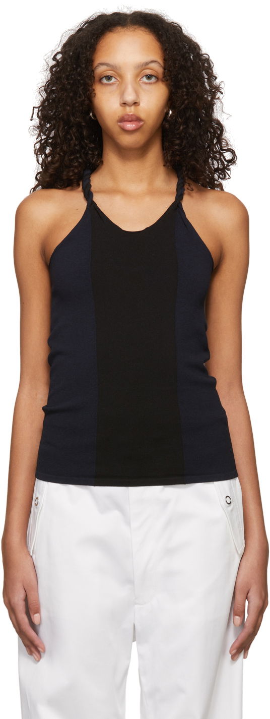 Безрукавка Dion Lee Cotton Blend Tie-Strap Tank Top темно-синій | C7057S22