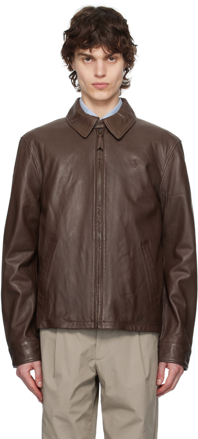 Куртка Polo by Ralph Lauren Polo Ralph Lauren Zip Leather Jacket Коричневий | 710671431002
