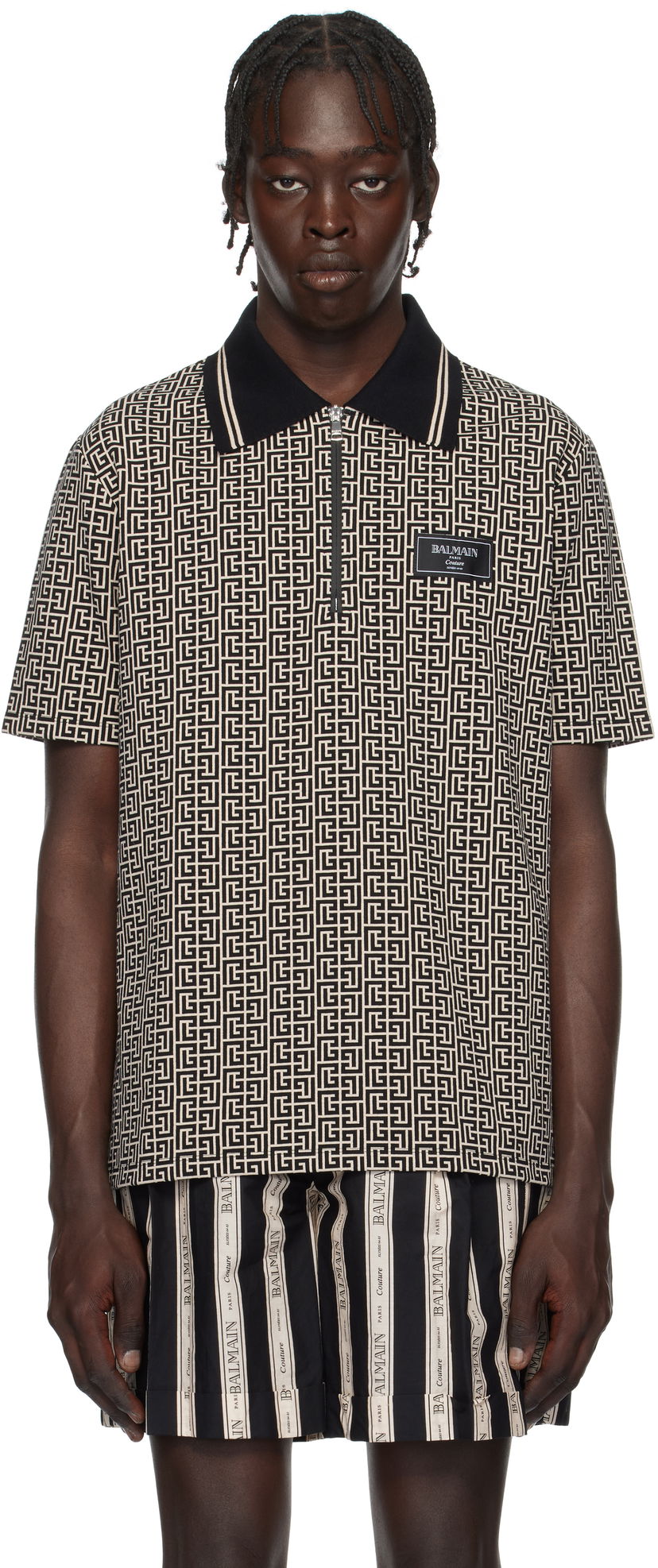 Сорочка поло Balmain Maze Print Polo Shirt Сірий | EH1GC027BC90