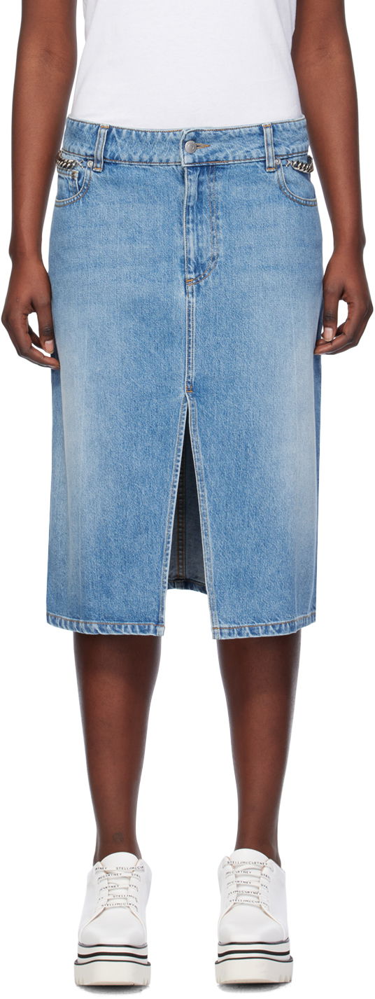 Спідниця Stella McCartney Stella McCartney Iconic Falabella Denim Midi Skirt Синій | 6D02403SPH56