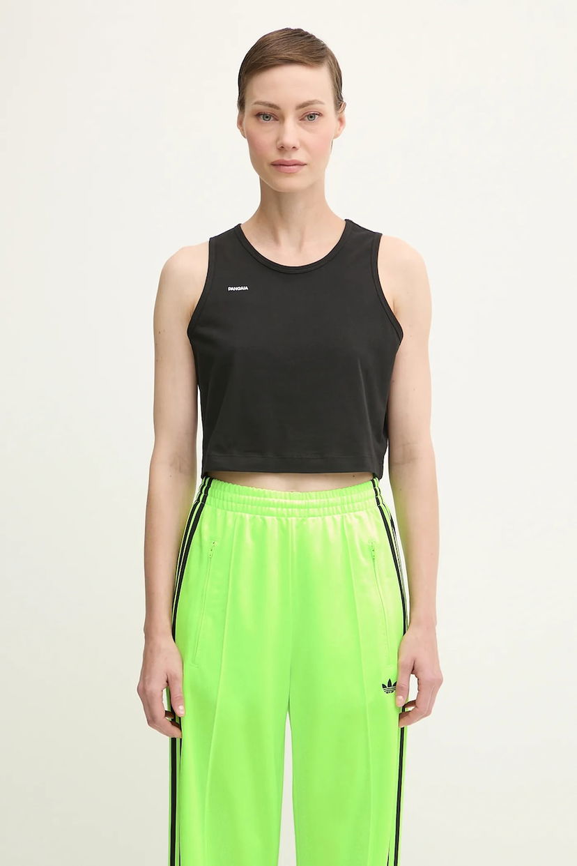 Безрукавка PANGAIA Pangaia Cotton-Stretch Cropped Tank Top чорний | 10002428