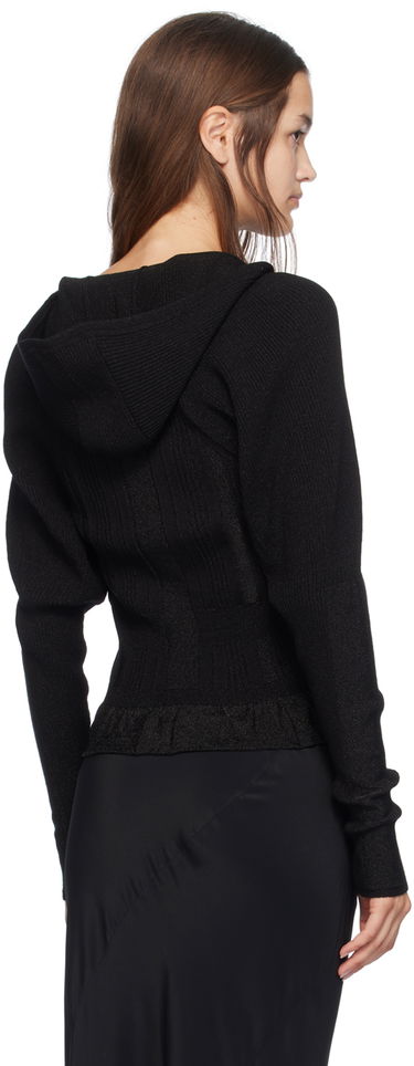 Cветр Simone Rocha Simone Rocha Plaited Tinsel Hooded Cardigan чорний | HMK34 0624, 2