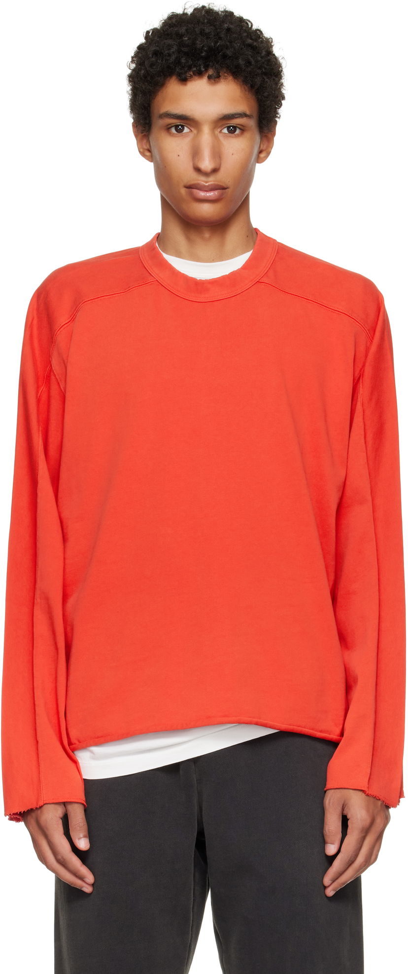 Футболка Entire Studios Heavy Raglan Raw-Edge Long Sleeve T-shirt Помаранчевий | ES2486CH