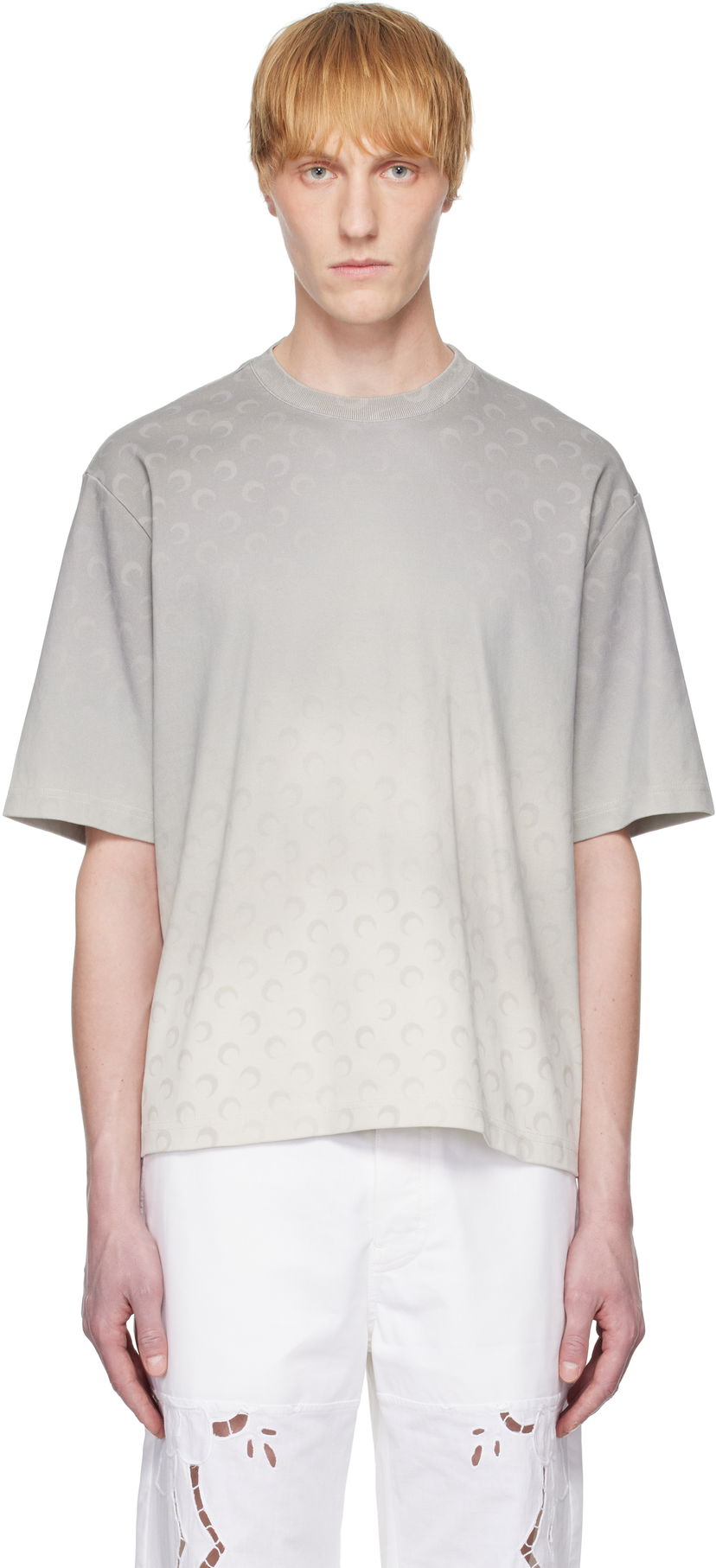 Футболка Marine Serre Marine Serre Moon Faded Loose Fit T-Shirt Сірий | UTT001A CJER0070