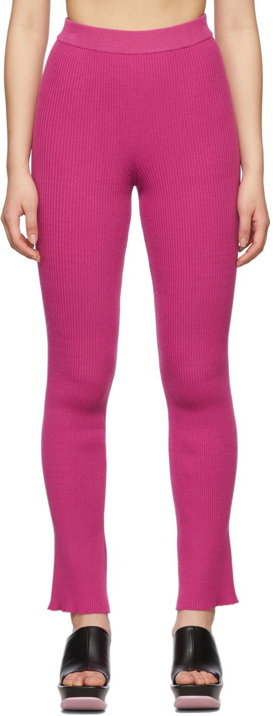 Легінси MSGM Ribbed Straight Leg Pants Рожевий | 3241MDP111 227281
