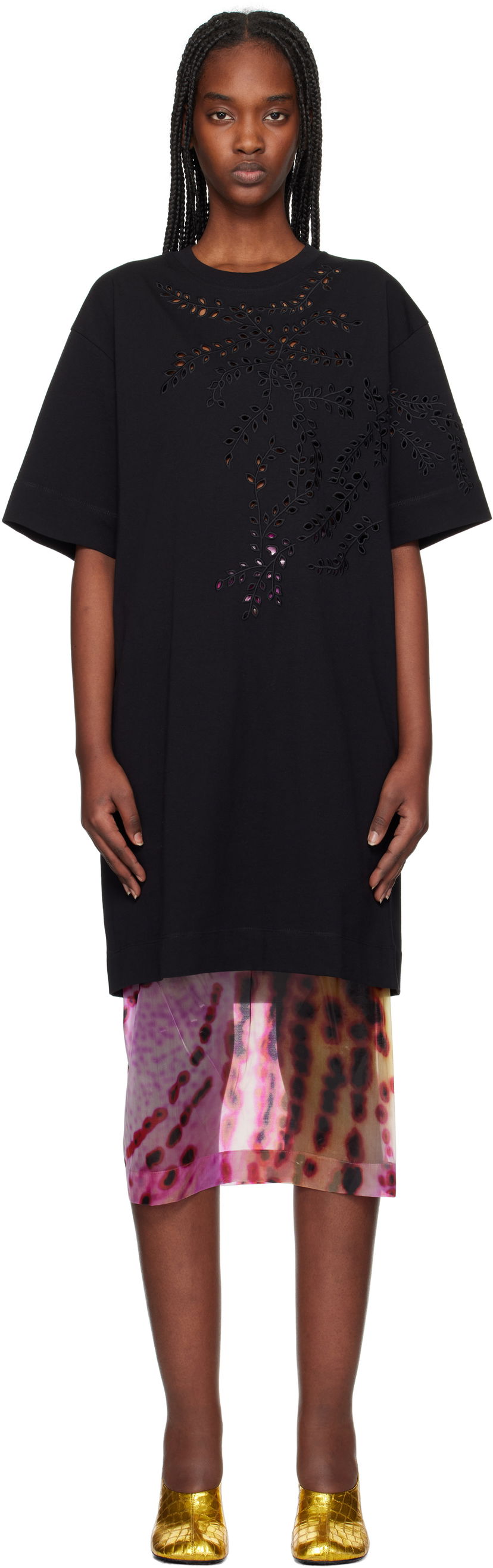 Футболка Dries Van Noten Dries Van Noten Embroidered T-Shirt Minidress чорний | 251-011151-1603