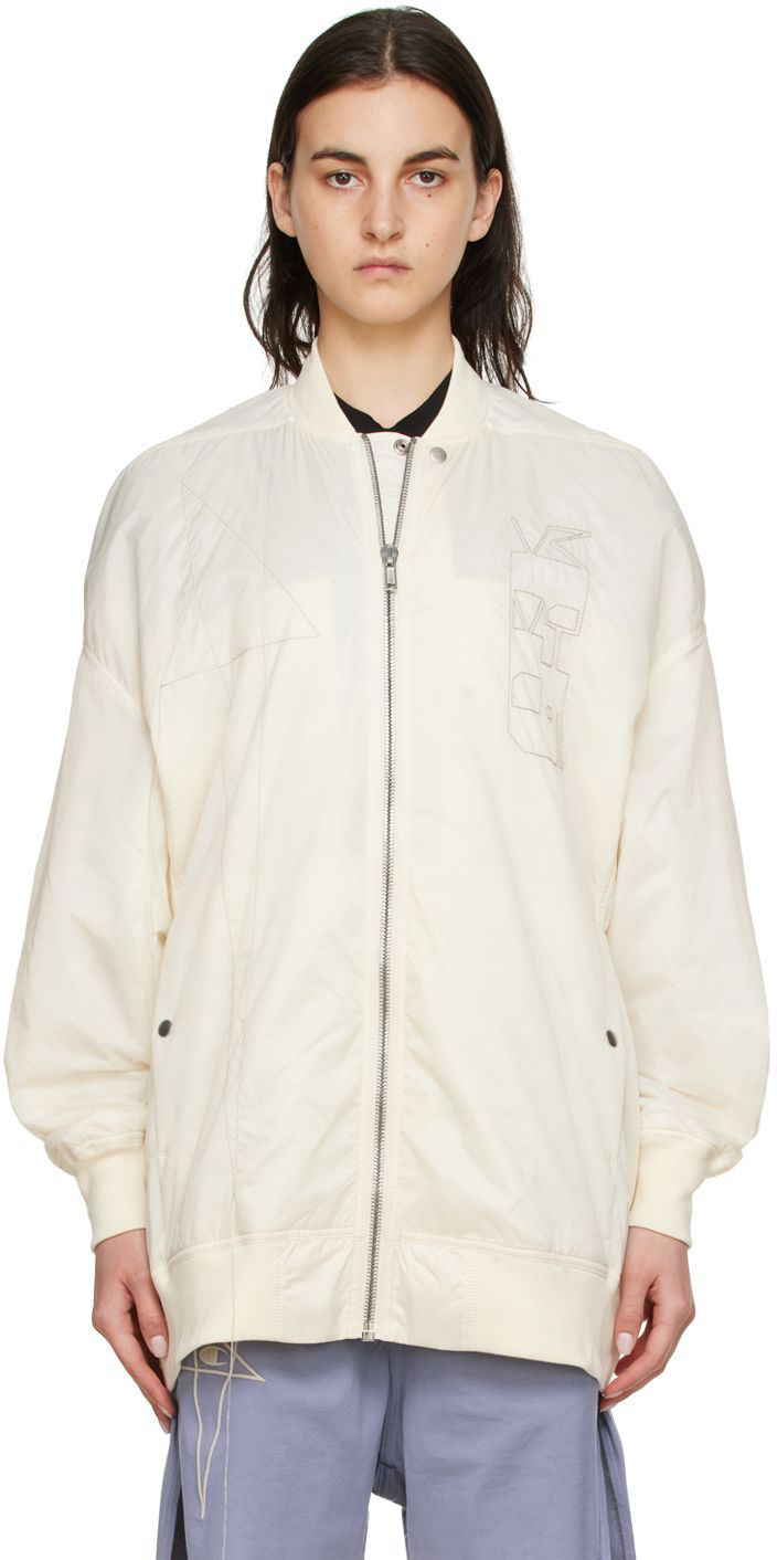 Куртка бомбер Rick Owens Nylon Bomber Jacket білий | DS01B7927 NDT1