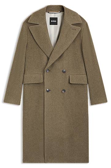 Пальто BOSS BOSS Double-Breasted Herringbone Alpaca Blend Coat Коричневий | 50550743